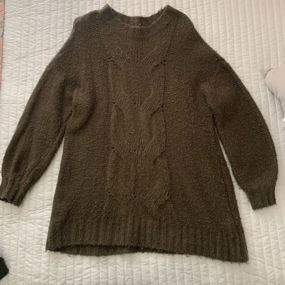 Aerie olive green oversized knit sweater